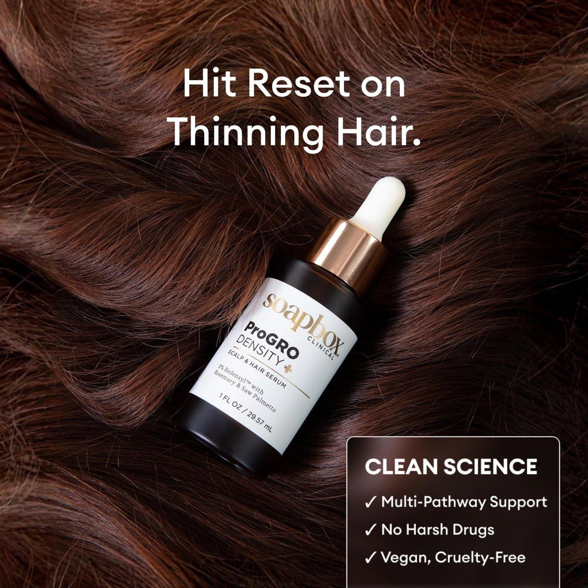 Soapbox ProGRO Density+ Haar- und Kopfhautserum | Mit 3 % Redensyl, Rosmarin, Koffein und Sägepalme | Klinisch getestet & dermatologisch geprüft | 1 Monatsvorrat, 30 ml