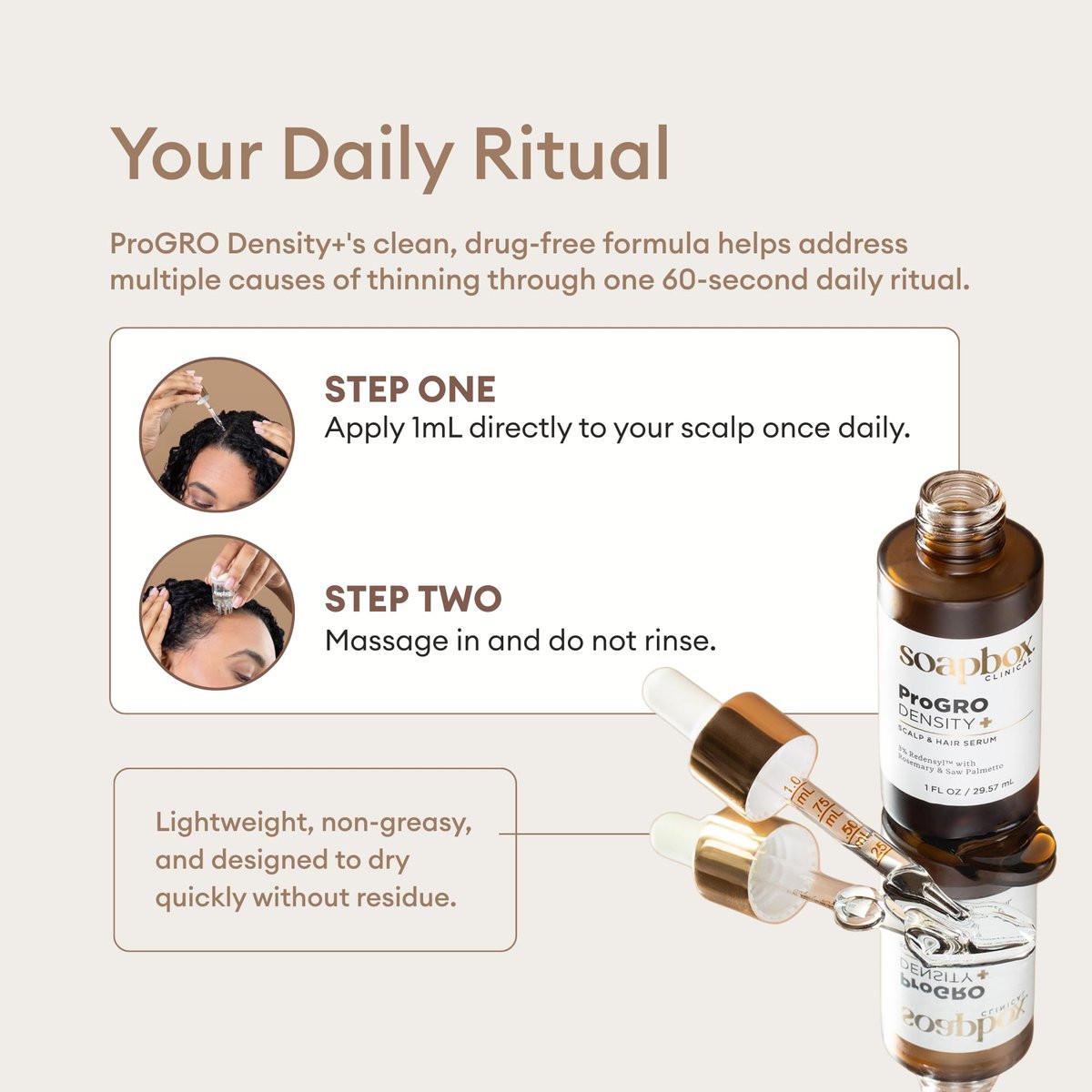 Soapbox ProGRO Density+ Haar- und Kopfhautserum | Mit 3 % Redensyl, Rosmarin, Koffein und Sägepalme | Klinisch getestet & dermatologisch geprüft | 1 Monatsvorrat, 30 ml