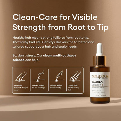 Soapbox ProGRO Density+ Haar- und Kopfhautserum | Mit 3 % Redensyl, Rosmarin, Koffein und Sägepalme | Klinisch getestet & dermatologisch geprüft | 1 Monatsvorrat, 30 ml