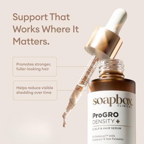 Soapbox ProGRO Density+ Haar- und Kopfhautserum | Mit 3 % Redensyl, Rosmarin, Koffein und Sägepalme | Klinisch getestet & dermatologisch geprüft | 1 Monatsvorrat, 30 ml