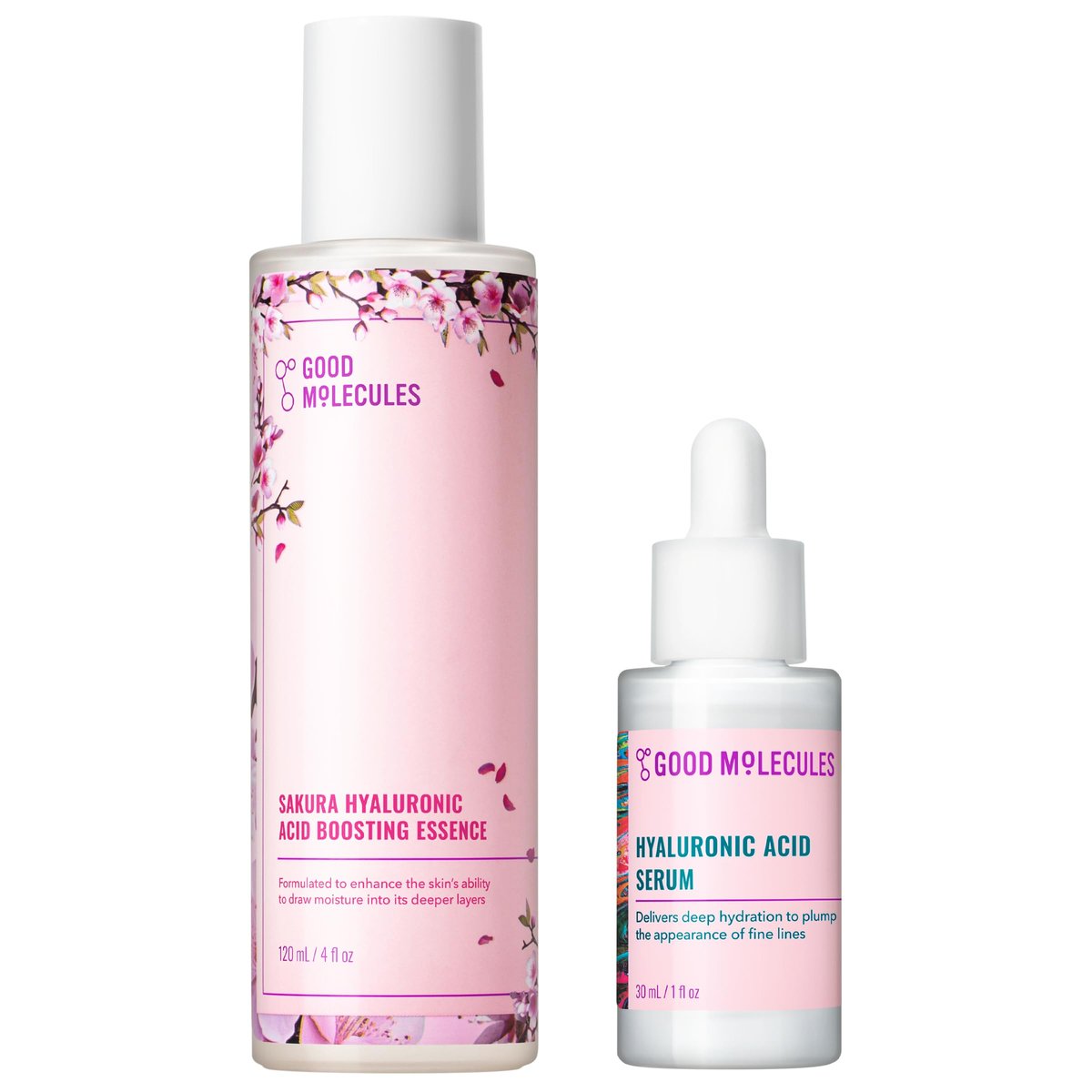 Good Molecules Hyaluronic Acid Serum & Sakura Essence Duo – Feuchtigkeitsspendendes Pflegeset, 30ml Serum + 100ml Essenz, für alle Hauttypen