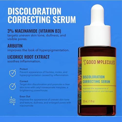 Good Molecules Blemish Scar & Discoloration Set – Niacinamide Brightening Toner 120ml & Discoloration Correcting Serum 30ml, 2-Stufen Hautpflegeset