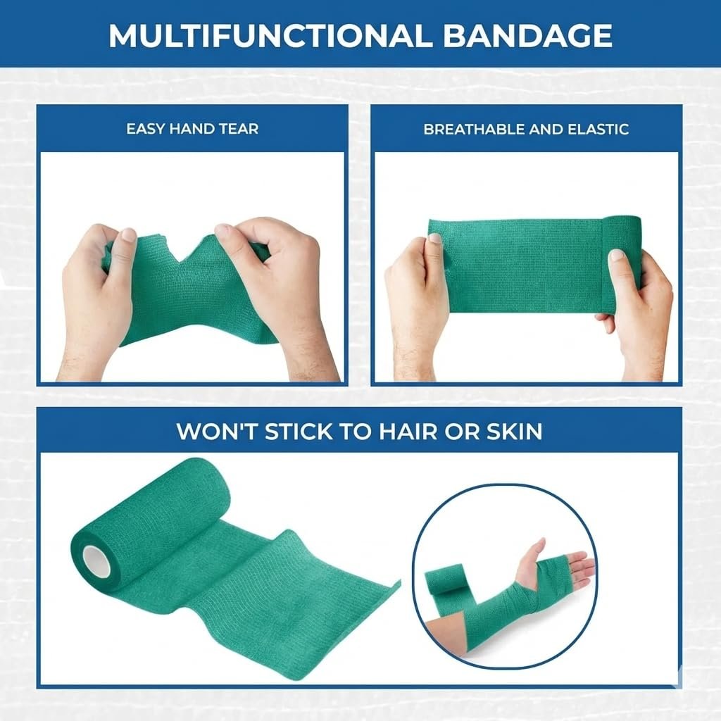 BANDVET WRAP Selbstklebende Bandage – 9er-Pack in verschiedenen Farben, 10 cm, nicht gewebt, atmungsaktiv & wasserabweisend für Erste Hilfe, Sportverletzungen, Verstauchungen & Haustiere