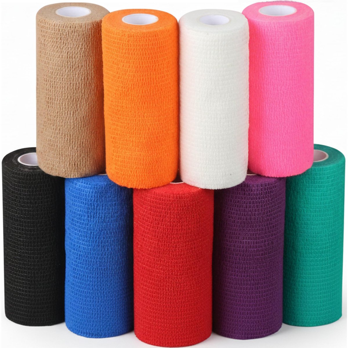 BANDVET WRAP Selbstklebende Bandage – 9er-Pack in verschiedenen Farben, 10 cm, nicht gewebt, atmungsaktiv & wasserabweisend für Erste Hilfe, Sportverletzungen, Verstauchungen & Haustiere