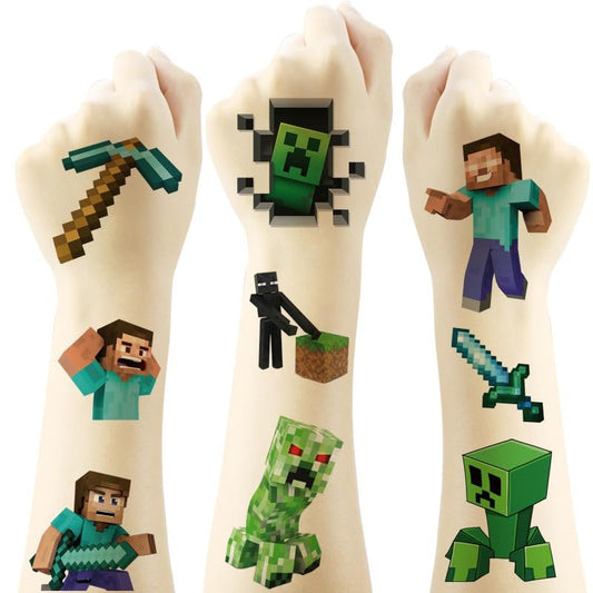 20 Stück Spielthema temporäre Tattoos, Pixel-Cartoon-Tattoo-Aufkleber – Perfekt als Partygeschenke oder Belohnungen