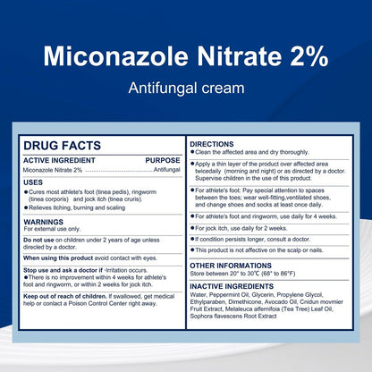 Kerova Antimykotikum-Creme gegen Jock Juckreiz, Fußpilz und Ringelflechte – 2% Miconazolnitrat-Creme für Hautpilz beim Menschen, lindert Juckreiz, Brennen, Risse und Schuppen (99 ml)