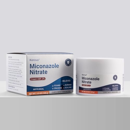 Kerova Antimykotikum-Creme gegen Jock Juckreiz, Fußpilz und Ringelflechte – 2% Miconazolnitrat-Creme für Hautpilz beim Menschen, lindert Juckreiz, Brennen, Risse und Schuppen (99 ml)