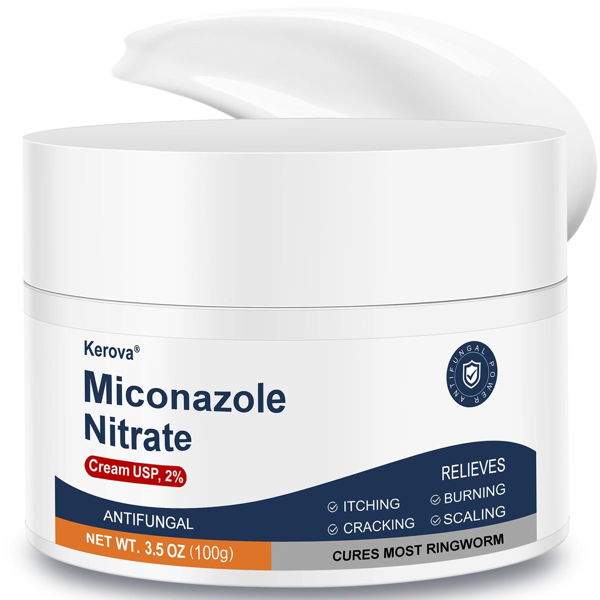 Kerova Antimykotikum-Creme gegen Jock Juckreiz, Fußpilz und Ringelflechte – 2% Miconazolnitrat-Creme für Hautpilz beim Menschen, lindert Juckreiz, Brennen, Risse und Schuppen (99 ml)