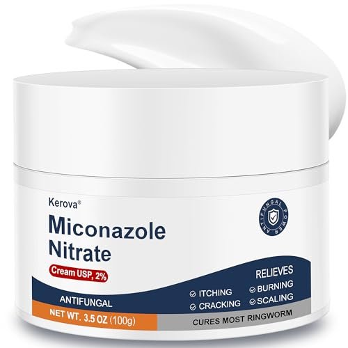 Kerova Antimykotikum-Creme gegen Jock Juckreiz, Fußpilz und Ringelflechte – 2% Miconazolnitrat-Creme für Hautpilz beim Menschen, lindert Juckreiz, Brennen, Risse und Schuppen (99 ml)