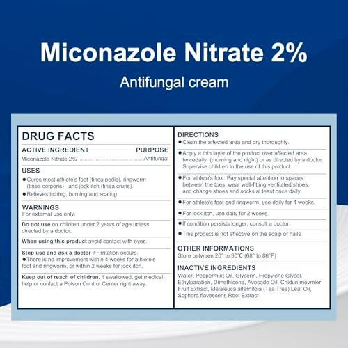 Kerova Antimykotikum-Creme gegen Jock Juckreiz, Fußpilz und Ringelflechte – 2% Miconazolnitrat-Creme für Hautpilz beim Menschen, lindert Juckreiz, Brennen, Risse und Schuppen (99 ml)