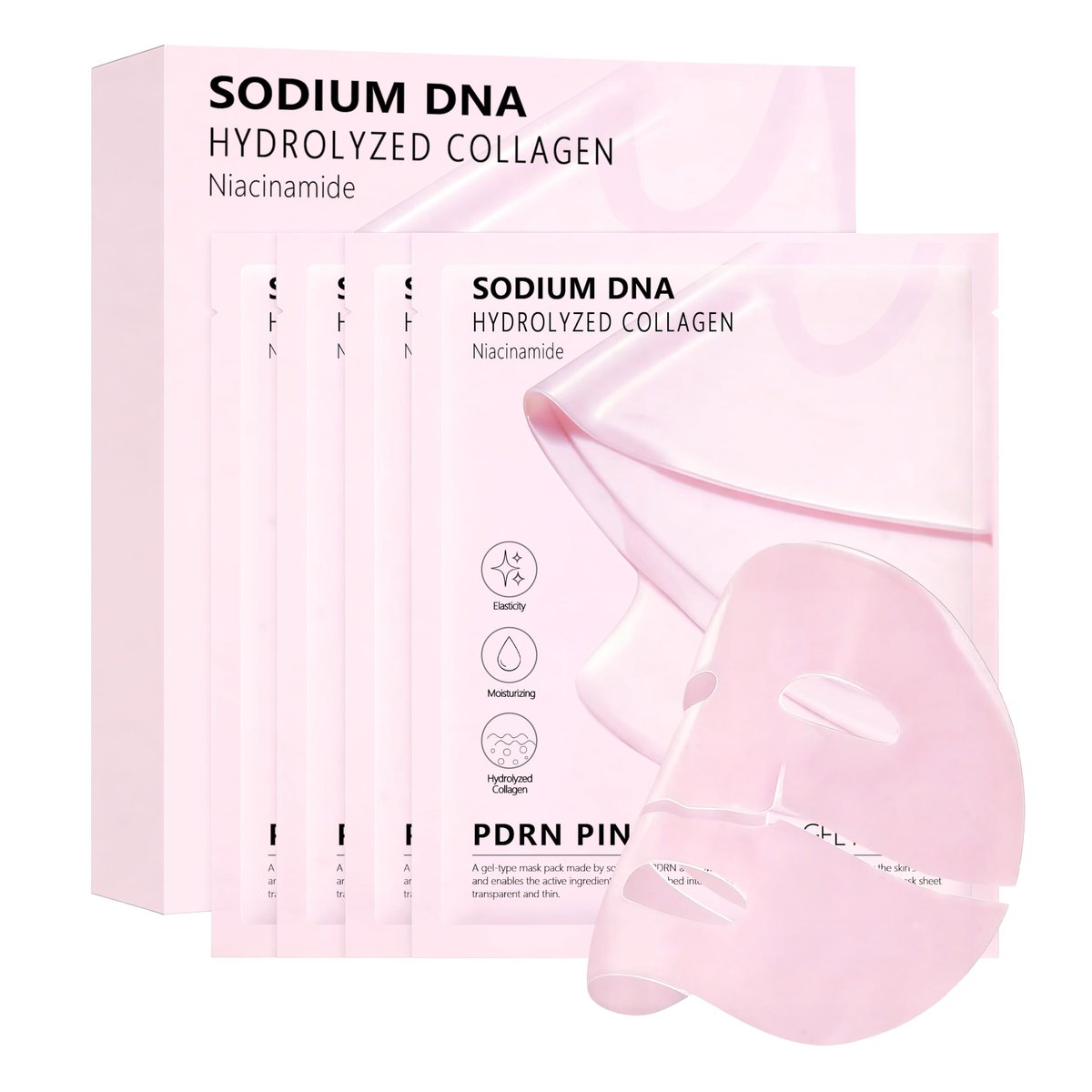 Bukamkom 4er-Pack Salmon DNA (PDRN) Pink Collagen Jelly Mask - Beruhigende & feuchtigkeitsspendende Gesichtsmaske für empfindliche Haut, Koreanische Hautpflege