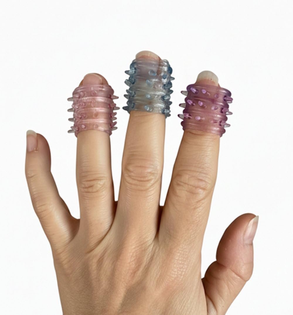Fingerlinge gegen Hautziehen & Fidget-Unterstützung für OCD & Dermatillomanie – Strukturierte Silikon-Fingerhülsen gegen Angst, Nägelkauen & Hautziehen (3er-Pack)