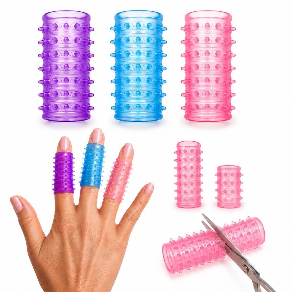 Fingerlinge gegen Hautziehen & Fidget-Unterstützung für OCD & Dermatillomanie – Strukturierte Silikon-Fingerhülsen gegen Angst, Nägelkauen & Hautziehen (3er-Pack)