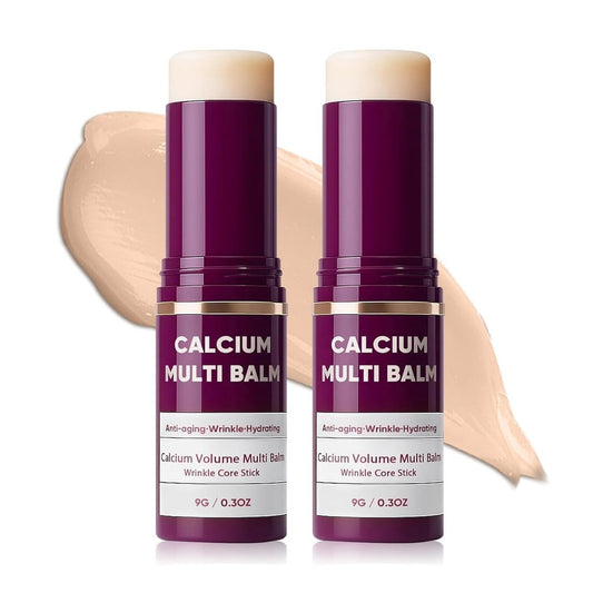 JIAZAWA All-in-One Feuchtigkeits-Balsam-Stick mit Calcium & Kollagen – Anti-Aging Hautpflege für Gesicht, Augen, Lippen, Hals – Hydratisierende tragbare Hautpflege, 2er-Pack