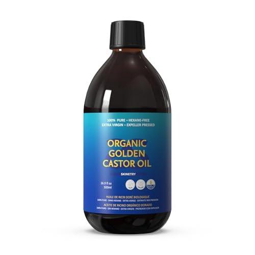 Skinetry Bio Rizinusöl – 16,9 oz (500 ml) – 100 % rein für Haare, Haut, Nägel, Augenbrauen & Wimpern – Tiefenhydratation & Glättung – Fördert Haar- & Augenbrauenwachstum – Hexanfrei – USDA-zertifiziert