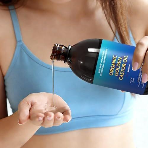Skinetry Bio Rizinusöl – 16,9 oz (500 ml) – 100 % rein für Haare, Haut, Nägel, Augenbrauen & Wimpern – Tiefenhydratation & Glättung – Fördert Haar- & Augenbrauenwachstum – Hexanfrei – USDA-zertifiziert