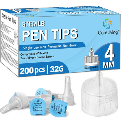 Pen-Nadeln 32G x 4mm, Universelle Passform, 200 Stück/Box, steril, bequem