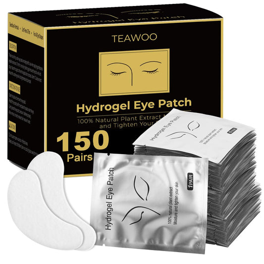 TEAWOO 150 Paar Hydrogel Augenpads für Wimpernverlängerung & Wimpernfärbung – mit Aloe Vera
