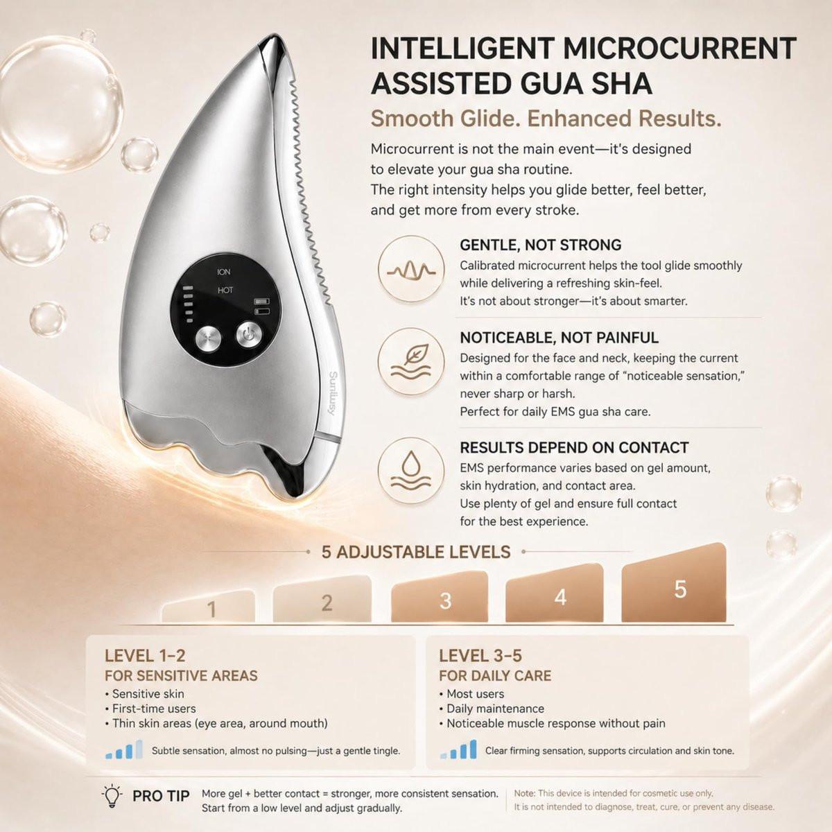 Elektrisches Gesichtsmassagegerät mit Mikrostrom & Wärme – 2-in-1 Dual-Sided Gua Sha für Kinn, Arme, Beine – Geräuschloses Facial Tool für Straffung, Konturierung & Hautpflege