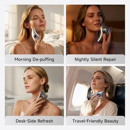 Elektrisches Gesichtsmassagegerät mit Mikrostrom & Wärme – 2-in-1 Dual-Sided Gua Sha für Kinn, Arme, Beine – Geräuschloses Facial Tool für Straffung, Konturierung & Hautpflege
