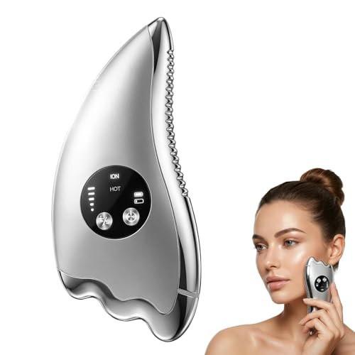 Elektrisches Gesichtsmassagegerät mit Mikrostrom & Wärme – 2-in-1 Dual-Sided Gua Sha für Kinn, Arme, Beine – Geräuschloses Facial Tool für Straffung, Konturierung & Hautpflege