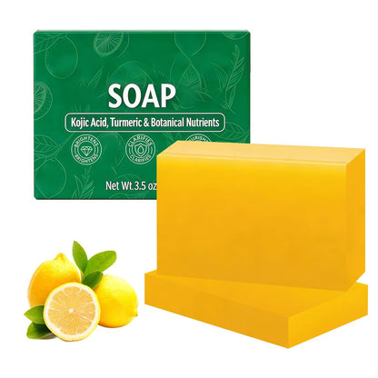 LustraBloom 2 Stück Soul Soap, Kurkuma Zitrone Seife, Nährende und klärende Seife für Gesicht und Körper, geeignet für trockene und ölige Haut