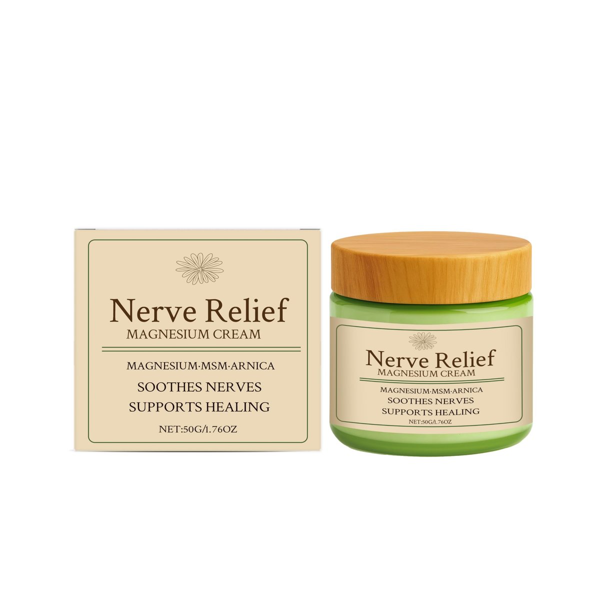 CleJoy Nervenberuhigende Magnesiumcreme mit MSM & Arnika – Beruhigt die Nerven & tägliche Unterstützung, 50g/1,76 oz