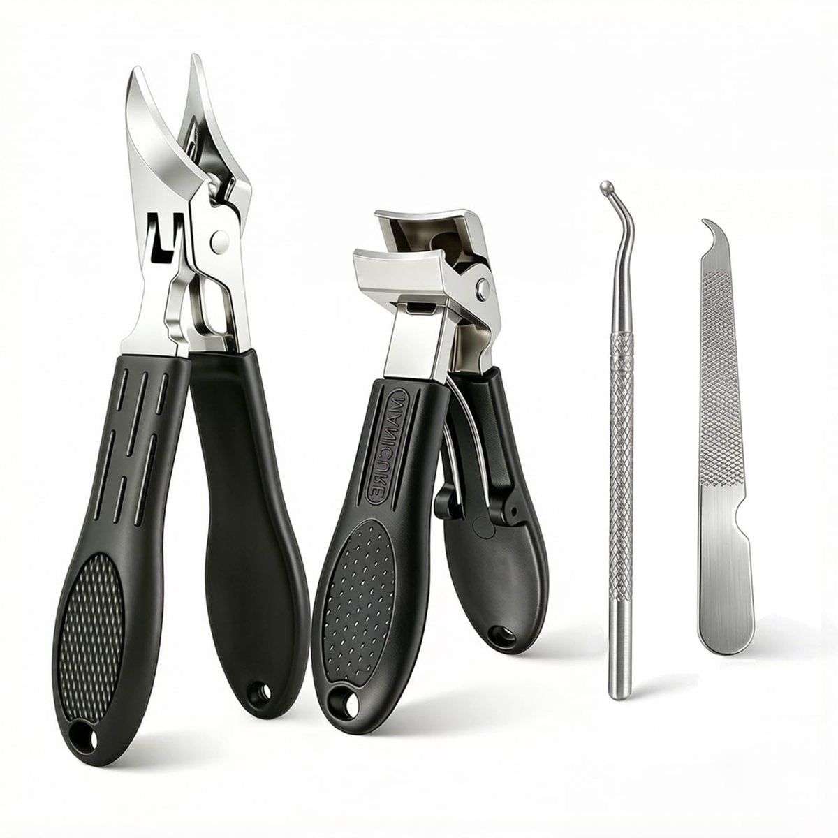 Nagelknipser für Senioren & dicke Zehennägel – Adlerkopf-Schrägknipser & abgewinkelter Zehennagelknipser Set, Edelstahl, Schwerlast für eingewachsene Nägel, breite Backen, für Damen & Herren