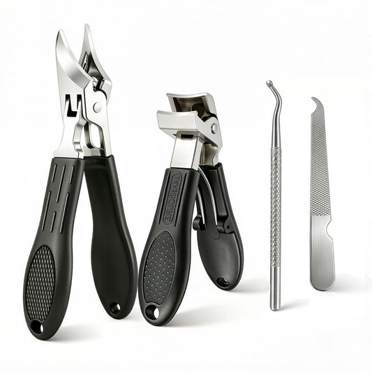 Nagelknipser für Senioren & dicke Zehennägel – Adlerkopf-Schrägknipser & abgewinkelter Zehennagelknipser Set, Edelstahl, Schwerlast für eingewachsene Nägel, breite Backen, für Damen & Herren