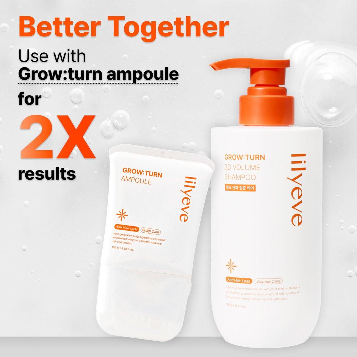 lilyeve GROWTURN 3D Volume Shampoo – Haarwuchs-Shampoo mit Hearthleaf-Exosomen für mehr Dicke und Volumen, koreanische Haarpflege – 480 ml