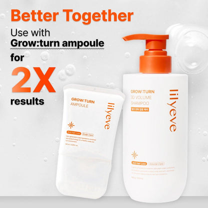 lilyeve GROWTURN 3D Volume Shampoo – Haarwuchs-Shampoo mit Hearthleaf-Exosomen für mehr Dicke und Volumen, koreanische Haarpflege – 480 ml