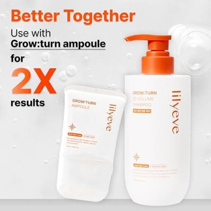 lilyeve GROWTURN 3D Volume Shampoo – Haarwuchs-Shampoo mit Hearthleaf-Exosomen für mehr Dicke und Volumen, koreanische Haarpflege – 480 ml