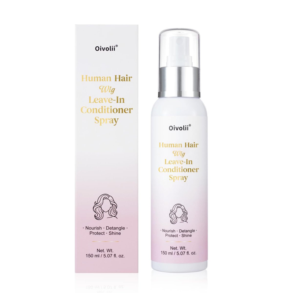 Oivolii Human Hair Wig Care Spray – Alkoholfreier Leave-In Conditioner mit Arganöl, Keratin & Seidenprotein, leichter Entwirrer & Feuchtigkeitsspender für Glanz, Frizz-Kontrolle und tägliche Wig-Pflege