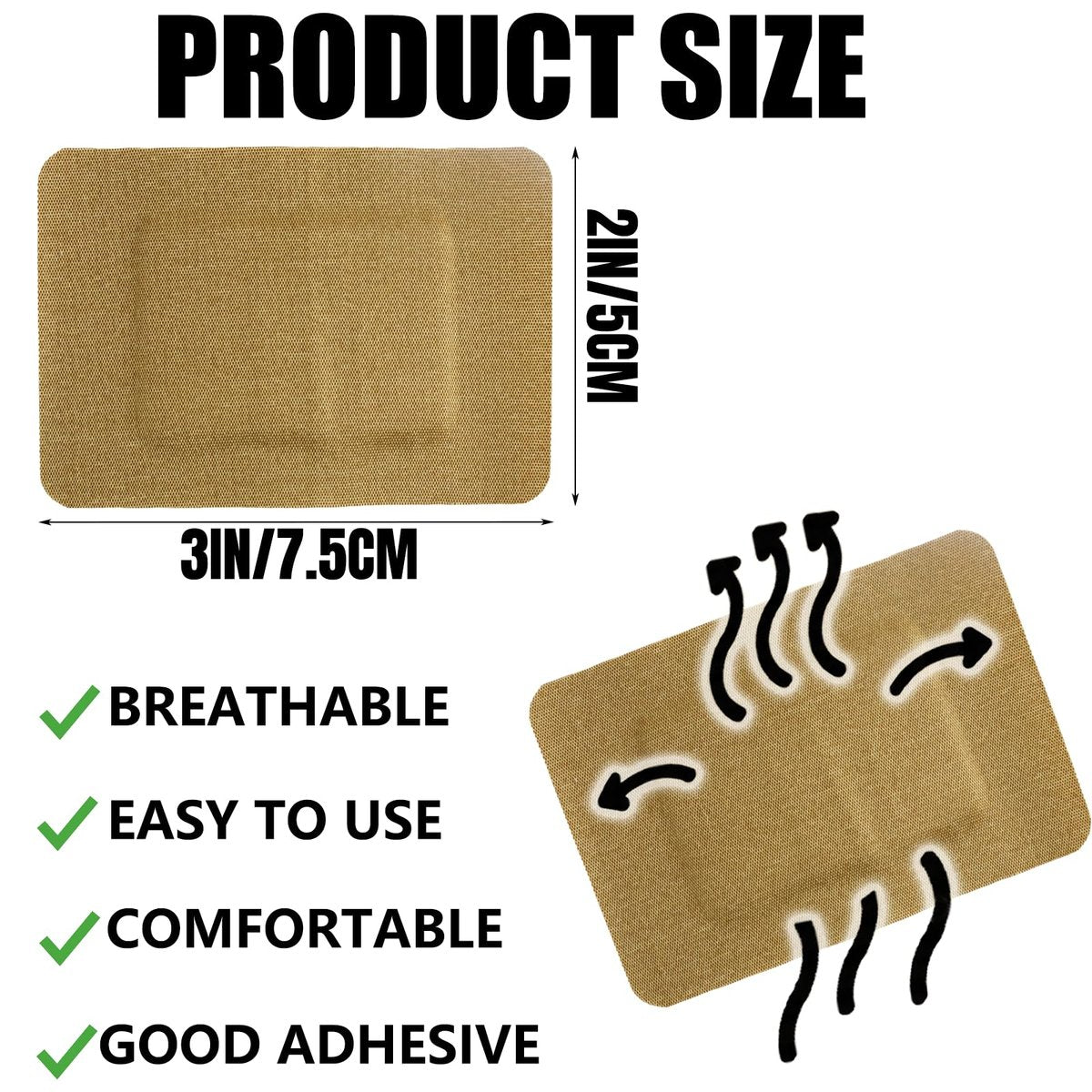 60 Stück Große Pflaster 2 x 3 Zoll Flexible Stoff-Wundversorgungspflaster Extra Große Polster Atmungsaktiver Schutz für Knie Ellenbogen Schnitte Schürfwunden Tägliche Erste Hilfe