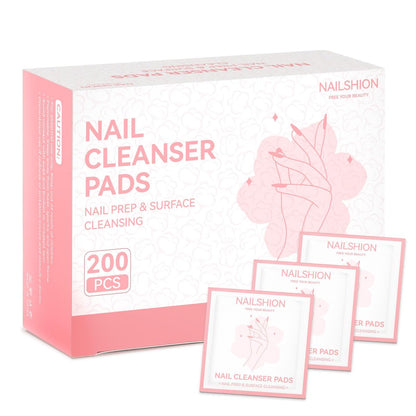 Nailshion Nagelvorbereitungs-Reinigungspads, 200 einzeln verpackte Alkoholtücher für Nägel, fusselfreie Glanztücher, Klebrigkeitsschicht-Reiniger für Gel-Nagellack & Builder Gel & Press-Ons, alle Maniküre-Pediküre