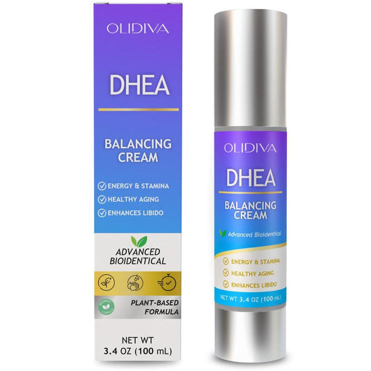 Olidiva DHEA Creme – Bioidentisches natürliches DHEA für Frauen, topische Ergänzung für Energie, Libido, Stimmung und jugendliche Haut, 100 g / 3,4 oz (3-Monats-Vorrat)