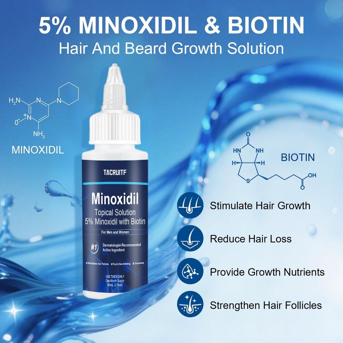 6er-Pack 5% Minoxidil mit Biotin – Haarwachstumsbehandlung für Männer und Frauen, unterstützt dichteres und volleres Haar & Bart (12 fl oz, 6-Monats-Vorrat)