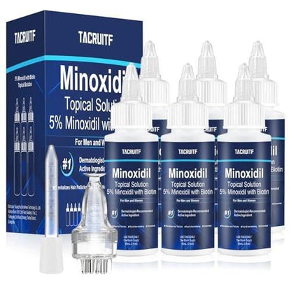 6er-Pack 5% Minoxidil mit Biotin – Haarwachstumsbehandlung für Männer und Frauen, unterstützt dichteres und volleres Haar & Bart (12 fl oz, 6-Monats-Vorrat)