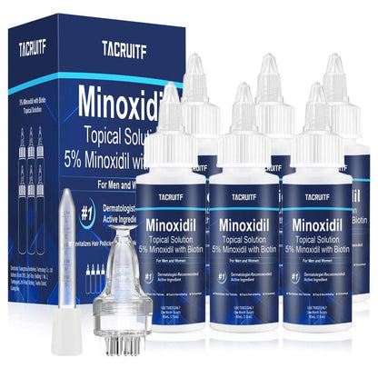 6er-Pack 5% Minoxidil mit Biotin – Haarwachstumsbehandlung für Männer und Frauen, unterstützt dichteres und volleres Haar & Bart (12 fl oz, 6-Monats-Vorrat)
