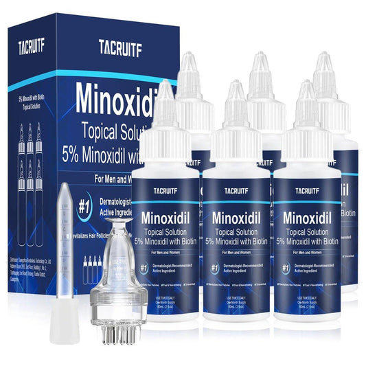 6er-Pack 5% Minoxidil mit Biotin – Haarwachstumsbehandlung für Männer und Frauen, unterstützt dichteres und volleres Haar & Bart (12 fl oz, 6-Monats-Vorrat)