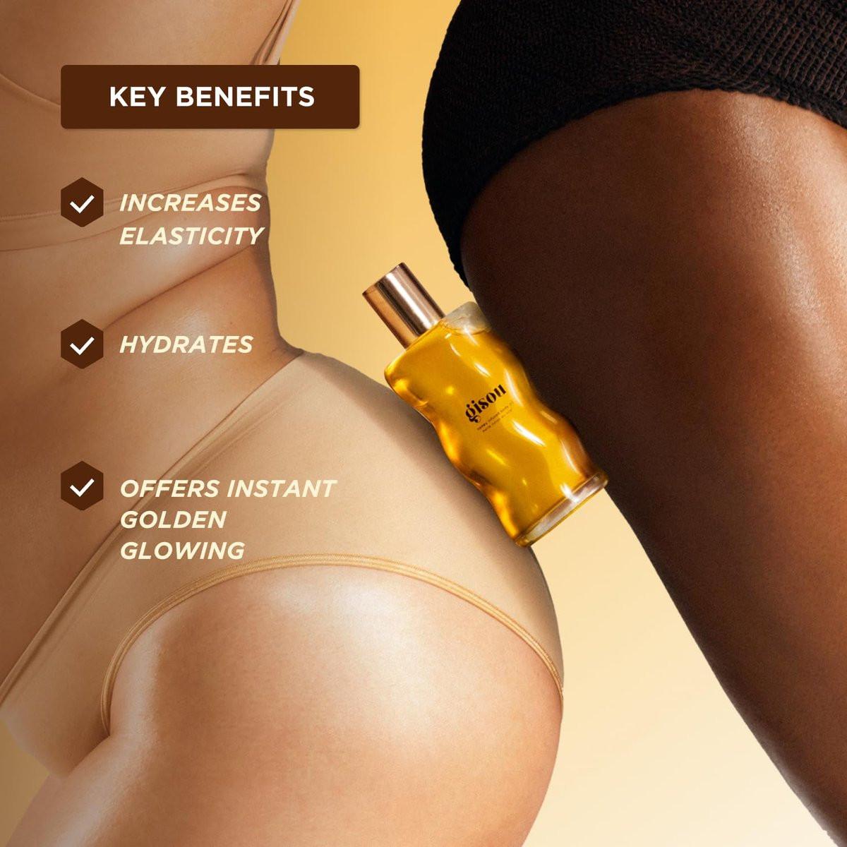 Gisou Honey Infused Body Oil Gold – Leichtes, feuchtigkeitsspendendes Körperöl für weichere, glattere Haut mit Mirsalehi-Honig und Bienen-Garten-Ölmischung, 44 ml