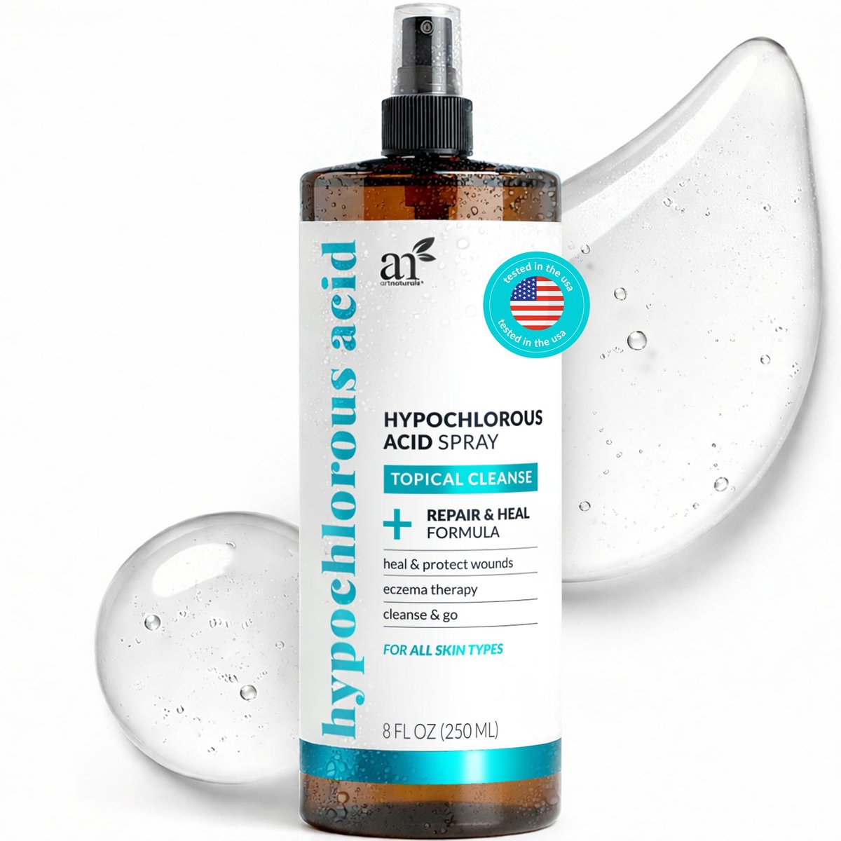 Artnaturals Hypochlorous Acid Face & Skin Spray – Sanfter täglicher Gesichtsnebel, pH-ausgeglichen, duftfrei, beruhigender Reiniger für empfindliche Haut – 237 ml