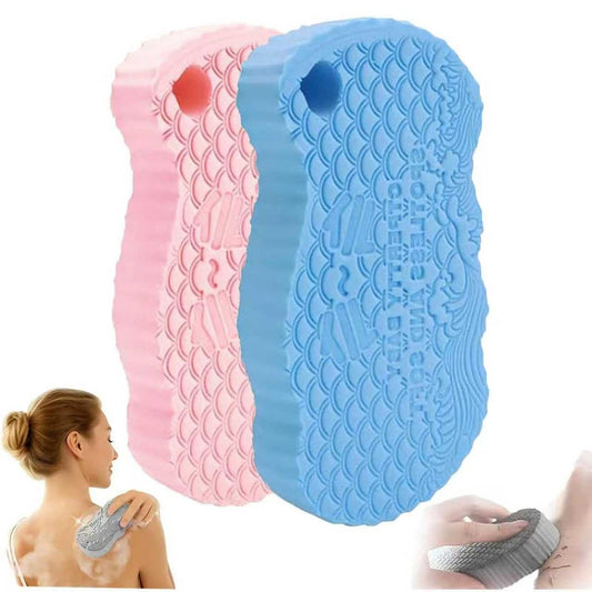 Magic Peeling-Badeschwamm, 3D superweicher Körperpeeling-Schwamm, entfernt abgestorbene Haut, ungiftig, geruchlos, geeignet für Erwachsene, Kinder, Schwangere, wiederverwendbar, Pink, 2er-Pack