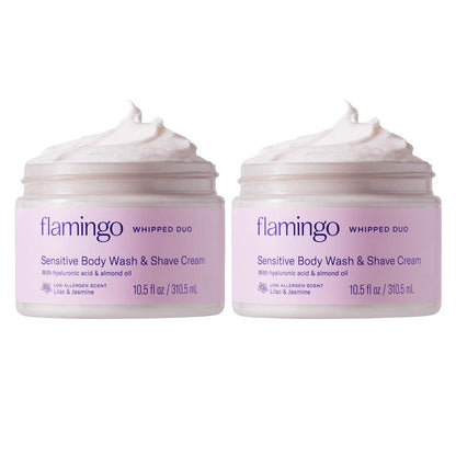 Flamingo Whipped Duo Sensitive Skin Body Wash & Shave Cream für Frauen - (2er-Pack) 10,5 fl oz - 2-in-1 für empfindliche Haut