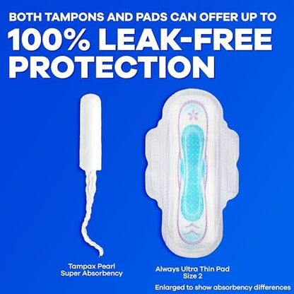 Tampax Pearl Tampons Multipack – Super/Super Plus/Ultra Saugstärke, mit LeakGuard Geflecht, bis zu 100 % auslaufsicherer und geruchsfreier Schutz, unparfümiert, 45 Stück