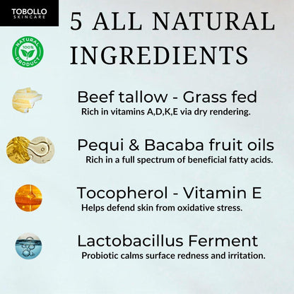 Premium Grass-Fed Rinderfett Feuchtigkeitscreme - Hergestellt in den USA | Natürliche Feuchtigkeitspflege mit dreifacher Wirkung für den Hautschutz | Unparfümiert für empfindliche Haut | 60 ml | Gesicht, Körper, Hände, Problemzonen