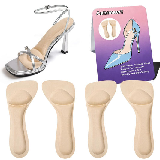 3/4 Unsichtbare High Heel Einlegesohlen für Damen – Anti-Rutsch, Stoßdämpfend & Schweißabsorbierend – Komfort-Polster für High Heels, Sandalen & Flache Schuhe