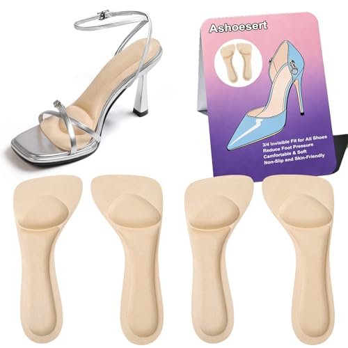 3/4 Unsichtbare High Heel Einlagen für Frauen – Anti-Rutsch-Polster, Stoß- und Schweißabsorbierende Komfort-Schuheinlagen für High Heels, Sandalen & Flats