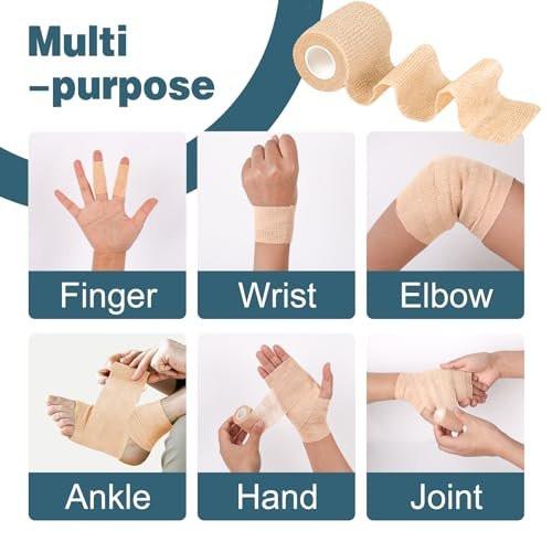 AZEN 20er Pack Selbstklebender elastischer Verband, Hautfarbenes Sporttape, Veterinärwickel, Knöchelbandage 5 cm