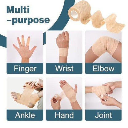 AZEN 20er Pack Selbstklebender elastischer Verband, Hautfarbenes Sporttape, Veterinärwickel, Knöchelbandage 5 cm